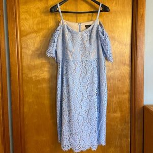 City Chic Periwinkle Off the Shoulder Lace Dress